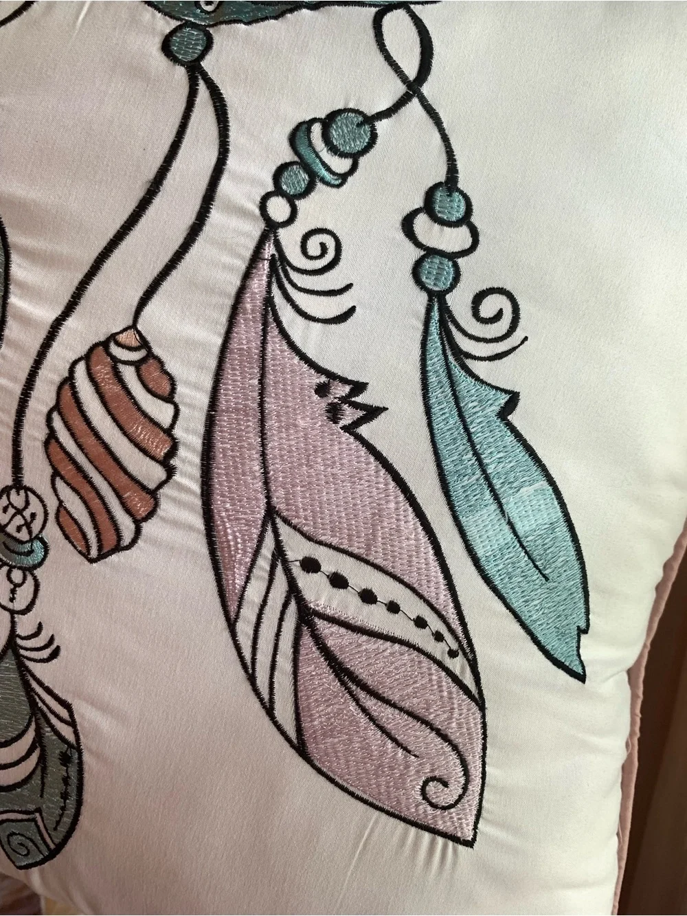 Dreamcatcher & Feather Decorative Throw Pillow - set of 2-Pink, Teal, Black